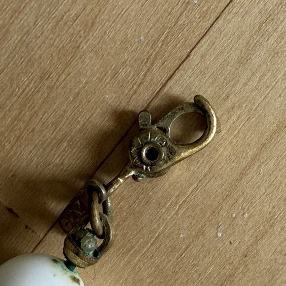 Vintage Monet White Bead Necklace 31” Long Layering or Wrap Style Gold Clasp - Picture 4 of 5